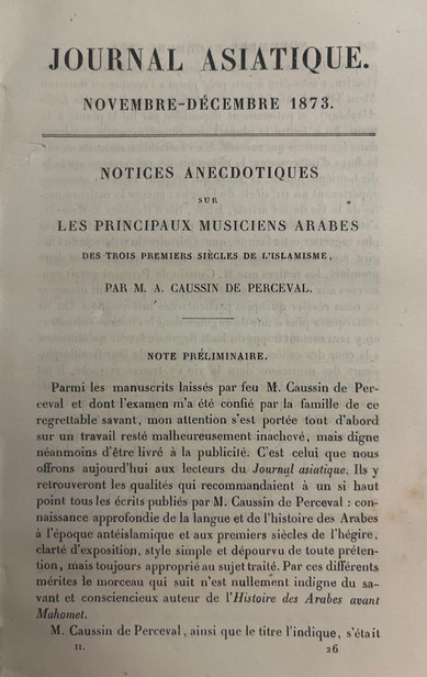 Notices anecdotiques sur les principaux Musiciens Arabes des trois premiers siècles de l’islamisme